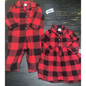 3-6 Months Boy/girl Twin matchung plaid gingham Outfits
